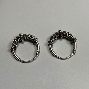 Sterling Silver Bali Style continuous, Huggie Earrings. 1/2 inch diameter